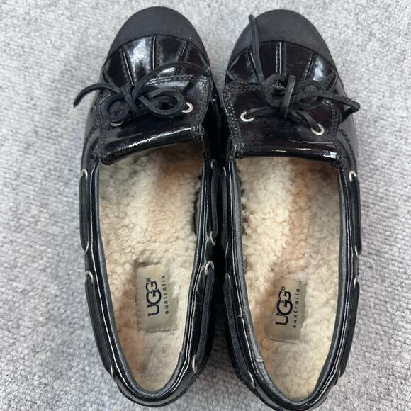 UGG Australia Ashdale Black Waterproof Duck Shoes Women Sz 9.5 Sherpa Lined READ - Picture 6 of 7